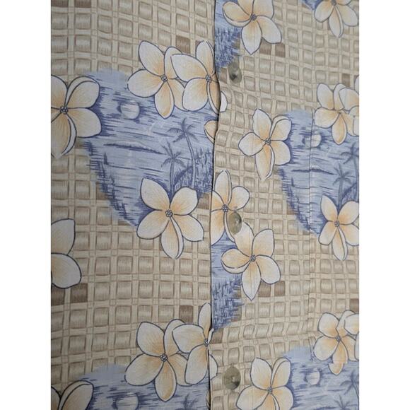 CAMPIA MODA- 100% Cotton button down Hawaiian shirt size M Blue/Tan CountryClub - Picture 6 of 7